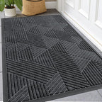 Kitinjoy Front Door Mat Outside Entrance, Sturdy Natural Dirt Trapper, Heavy Duty Rubber Doormat, Low Profile Non-Slip Backing, Easy Clean Floor Mat for Indoor Outdoor Entry, 47X23 Inch, Grey