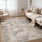 Nakagishi 5x7 Area Rugs Living Room: Washable Abstract Large Neutral Soft Rug Stain Resistant Modern Indoor Floor Non-Slip Carpet for Bedroom Nursery Kids Playroom Office Dining Room Dorm- Brown Grey