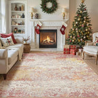 Area Rug Living Room Rugs - 9x12 Washable Large Soft Indoor Neutral Modern Abstract Low Pile Rug Carpet for Bedroom Dining Room Farmhouse Home Office - Colorful