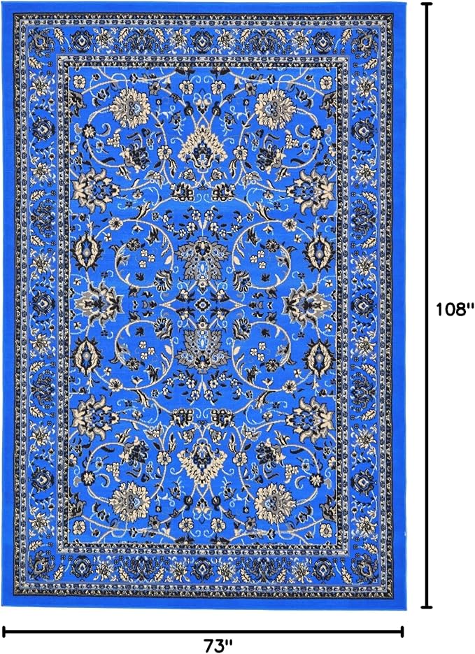 Unique Loom Sialk Hill Collection Area Rug - Washington (6' x 9' Rectangle Dark Blue/Black)