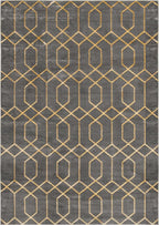 Unique Loom Glam Collection Area Rug - Trellis (7' 1' x 10' Rectangle, Gray Gold/ Gold)