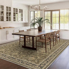 Washable Area Rug 6x9 Brown Rugs for Living Room, Vintage Boho Large Rug for Bedroom Dining Room Office, Distressed Floral Print Carpet for Under Table, Soft Non Slip Low Pile Throw Carpet Indoor Mat