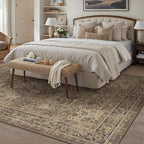 5x7 Brown Washable Vintage Runner Rug for Living Room Bedroom Soft Tranditional Non Slip Large Throw Rug Lightweight Floral Low Pile Distressed Carpet Laundry Dining Room Kitchen Office