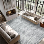 Grey 6x9 Area Rugs for Offic Room Non Slip Washable Rug Hardwood Floor Protector Low Pile Neutral Abstract Modern Floor Carpet for Bedroom Dining Room