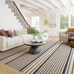 Dash & Albert Axiom Navy Machine Washable Rug, 9.5 X 13.5 Feet, Blue/Ivory Stripe Pattern