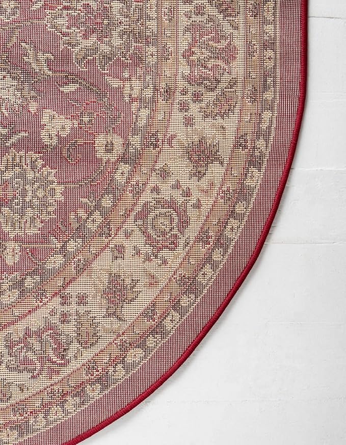 Unique Loom Sialk Hill Collection Area Rug - Washington (7' 11" x 10' Oval Burgundy/Cream)