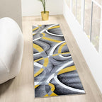2305 Geometric Abstract Yellow 2x7 Area Rugs for Entryway