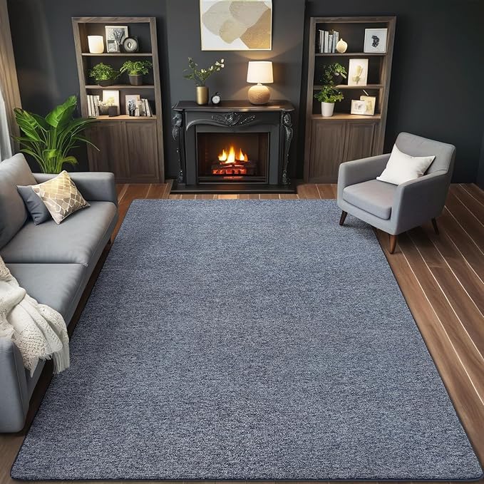 AROGAN Washable 4×6 Bedroom Rug, Modern Area Rugs with Soft Memory Foam for Living Room, Minimalist Non-Slip Indoor Floor Carpet for Dining Room Office Kids Playroom Decor, Navy Blue
