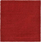 Unique Loom Solid Shag Collection Area Rug (8' Square, Cherry Red)