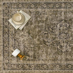 6x9 Washable Area Rug Brown Vintage Distressed Large Rug for Living Room Oriental Soft Thin Indoor Retro Carpet Non Slip Low Pile Floor Cover for Bedroom Dining Room Office Nursery