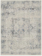 RUGGABLE Washable Vintage Area Rug – Kamran Blue Quartz 9x12, Stain-Resistant, Non-Slip – Large Machine Washable Rugs for Living Room, Bedroom, Hallway, Entryway & Office–with Standard Pad