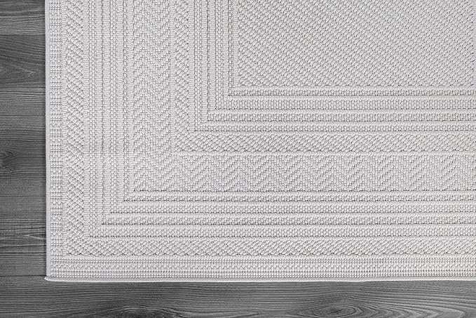 Micro Loop Indoor Rug White 8x10 Boho Geometric Neutral Area Rugs for Living Room Soft Luxury Modern Low and High Pile Durable Stain Resistant Non-Shedding Indoor Area Carpet 8 x 10