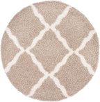 SAFAVIEH Dallas Shag Collection Area Rug - 10' Round, Beige & Ivory, Trellis Design, Non-Shedding & Easy Care, 1.5-inch Thick Ideal for High Traffic Areas in Living Room, Bedroom (SGD257D)