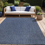 Beverly Rug Indoor Outdoor Rug 9x12, Washable Outside Carpet for Patio, Deck, Porch, Solid Modern Area Rug, Water Resistant, Azure Blue