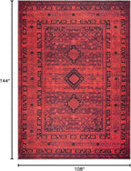 Bloom Rugs Washable Non-Slip 9' x 12' Rug - Red Traditional Bordered Area Rug for Living Room, Bedroom, Dining Room, and Kitchen - Exact Size: 9' x 12'