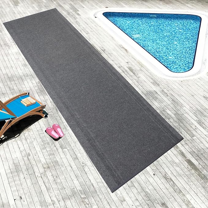 English Home Custom Size Non Slip Striped Design Light Weight Durable PVC Backing Thin Pile Runner Rug (26" x 9')