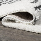 JONATHAN Y Elm Diamond Stripe Shag White/Gray Runner Rug, 2x8, Geometric, Bohemian, Contemporary, Easy-Cleaning for Living Room, Bedroom, Kitchen, Pet Friendly, Non-Shedding (MOH408A-28)
