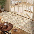 DOKINO 2x10 Runner Rug for Hallway, Vintage Washable Long Kitchen Rug with Low Pile Design, Floral Non Slip Soft Carpet Runner for Hallway, Kitchen, Bathroom, Bedroom, Beige