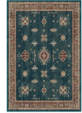 RUGGABLE Washable Vintage Area Rug – Verena Teal Blue 6x9, Stain-Resistant, Non-Slip – Medium Machine Washable Rugs for Living Room, Bedroom, Hallway, Entryway & Office–with Cushioned Pad