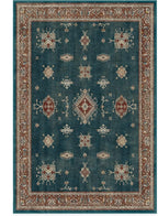 RUGGABLE Washable Vintage Area Rug – Verena Teal Blue 6x9, Stain-Resistant, Non-Slip – Medium Machine Washable Rugs for Living Room, Bedroom, Hallway, Entryway & Office–with Cushioned Pad