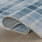 Dash & Albert Andri Plaid Blue Machine Washable Rug, 6 X 9 Feet, Blue/White Plaid Pattern