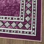 Antep Rugs Alfombras Modern Bordered 3x5 Non-Skid (Non-Slip) Low Profile Pile Rubber Backing Indoor Area Rugs (Purple, 3' x 5')
