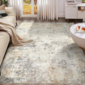 7x10 Area Rug Living Room Rugs - Washable Neutral Modern Abstract Soft Thin Large Rug Indoor Floor No Slip Rug Carpet for Bedroom Under Dining Table Home Office Decor - Golden Grey