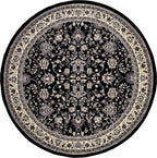 Unique Loom Sialk Hill Collection Area Rug - Washington (7' 10" Round Black/Gray)