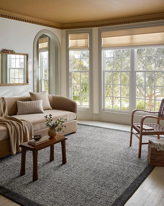 Loloi Magnolia Home by Joanna Gaines Henley Collection HNY-01 Ivory/Charcoal 5'-0" x 7'-6" Area Rug