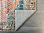 GLN Rugs Traditional Collection - Machine Washable Area Rug, Traditional Washable, Non Slip, Low Pile Chenille Rug, Living Room, Bedroom, Kitchen Rug (8' x 10' Terra/Multicolor)