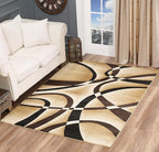 GLORY RUGS Modern Area Rug 4x6 Beige Swirls Carpet Bedroom Living Room Contemporary Dining Accent Sevilla Collection 4816A (Brown)