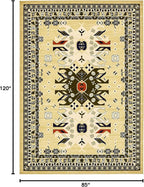 Unique Loom Taftan Collection Border Geometric Tribal Inspired Design Area Rug (7' 0 x 10' 0 Rectangular, Gold/ Gray)