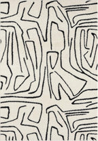 Abani Abstract Beige/Black Area Rug - 6'x9' - Modern Animal/Natural Lines Design - Deco Collection - Easy to Clean - Durable for High Traffic Areas - Bedroom, Office & Kitchen - Medium Pile