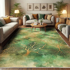 Ambesonne Abstract Decorative Rug, Autumn Leafless Branches with Watercolor Look Dreamy Back Jungle Tones, Quality Carpet for Bedroom Dorm and Living Room, 2' 2" x 3' 7", Jade Green Pale Coffee