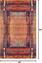 Unique Loom Estrella Collection Rustic, Distressed, Modern, Abstract Area Rug (5' 0 x 8' 0 Rectangular, Orange/Black)