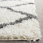 SAFAVIEH Dallas Shag Collection X-Large Area Rug - 11' x 15', Ivory & Dark Grey, Trellis Design, Non-Shedding & Easy Care, 1.5-inch Thick Ideal for High Traffic Areas in Living Room, Bedroom (SGD257H)