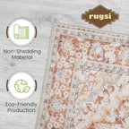 Washable Area Rug 4x6 | Non Slip Area Rug for Living Room, Bedrooms, Dining Room | Ultra-Soft Flannel Carpet Area with Rubber Backing (Brick Red, 4x6)