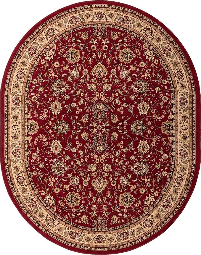 Unique Loom Sialk Hill Collection Area Rug - Washington (7' 11" x 10' Oval Burgundy/Cream)