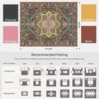 Kokia 8x10 Washable Black and Pink Area Rugs with Vintage Orient Design Soft Rug for Living Room or Bedroom Non-Slip Low Pile Stain Resistance Features Distressed Medallion Pattern