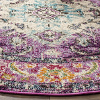 SAFAVIEH Monaco Collection Area Rug - 8'8" Round, Violet & Light Blue, Boho Chic Medallion Distressed Design, Non-Shedding & Easy Care, Ideal for High Traffic Areas in Living Room, Bedroom (MNC243L)