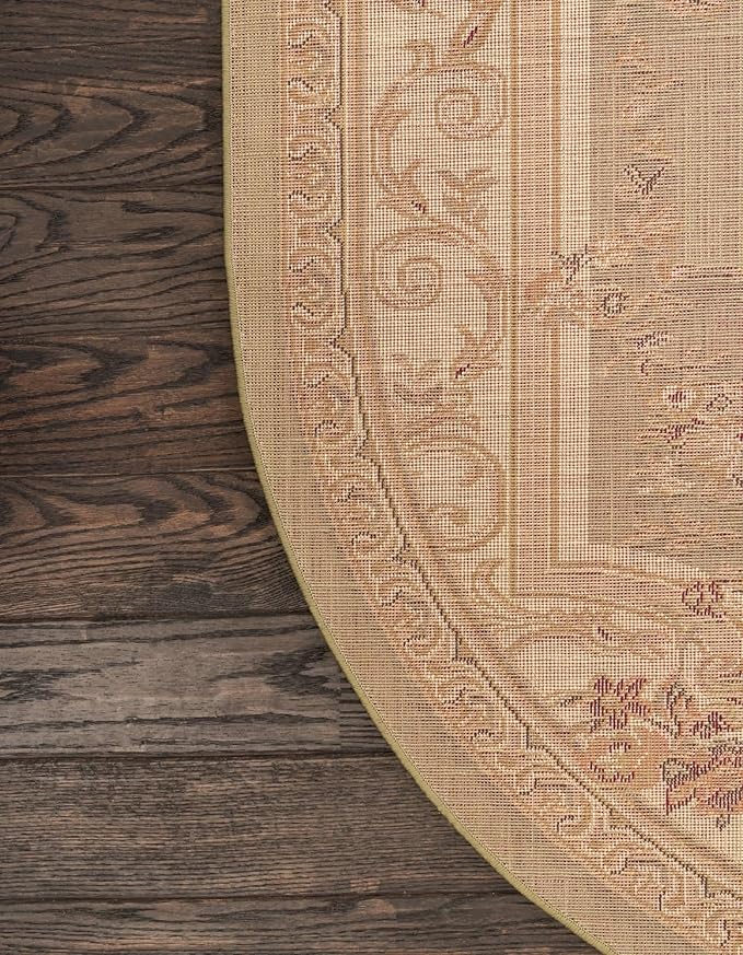 Unique Loom Versailles Collection Traditional Classic Floral Motif Area Rug (5' 0 x 8' 0 Oval, Green/Ivory)