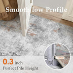 10x12 Washable Area Rug Grey Rust Abstract Living Room Bedroom Carpet Neutral Modern Non-Slip Soft Low Pile Lightweight Vacuumable Large Throw Rug for Dining Room