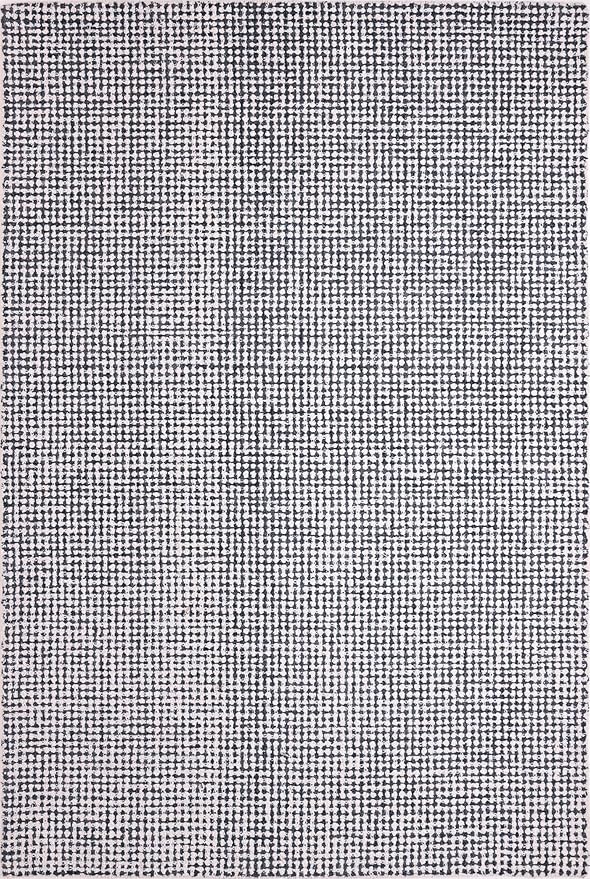 Hand-Tufted 100% Wool Pile Area Rug – Geometric Textured Grid Check Pattern – Thick and Durable Floor Carpet for Bedroom, Living Room, Kids Room, and Dining Area (Charcoal Gray, 9' x 12')