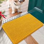 OLANLY Dog Door Mat for Muddy Paws 24x16, Absorbs Moisture and Dirt, Absorbent Non-Slip Washable Doormat, Quick Dry Chenille Mud Mat, Entry Indoor Entryway Carpet for Inside Floor, Golden Yellow