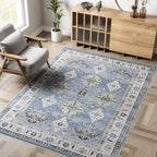Dripex Vintage Washable Area Rug - 3x5 Entryway Rug for Indoor Door Mat Low-Pile Non-Slip Bedside Rug Bedroom Oriental Medallion Floral Print Carpet Soft Accent Rug Farmhouse Office Home Decor