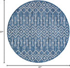 Unique Loom Outdoor Trellis Collection Area Rug - Tribal Trellis (3' 1" Round, Blue/ Ivory)