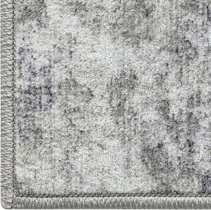 DEXI 4x6 Area Rug for Living Room, Modern Abstract Thin Washable Rug Indoor Floor, Non Slip Stain Resistant Low Pile Carpet for Dining Room Bedroom Office, Blue