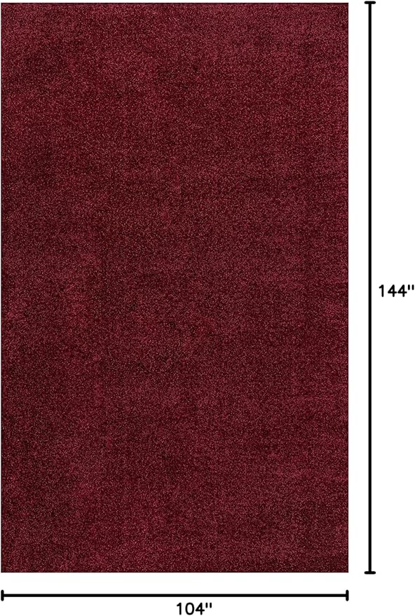 Eyely UES100Q-9 Supersoft Haze Solid Low-Pile Indoor Area Rug Casual;Contemporary;Solid;Traditional, Bedroom, Kitchen, Living Room, Easy-Cleaning, Non-Shedding, 9 X 12, Dark Red