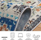 SAFAVIEH Madison Collection Runner Rug - 2' x 8', Navy & Beige, Boho Diamond Distressed Design, Non-Shedding & Easy Care, Ideal for High Traffic Areas in Living Room, Bedroom (MAD418M)