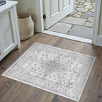 HUGEAR Entryway Machine Washable Area Rugs 2x3 Vintage Blue Small Neutral Style Non Slip Stain Resistant Low Pile Throw Carpet for Hallway Kitchen Retro Aesthetic Modern Decor
